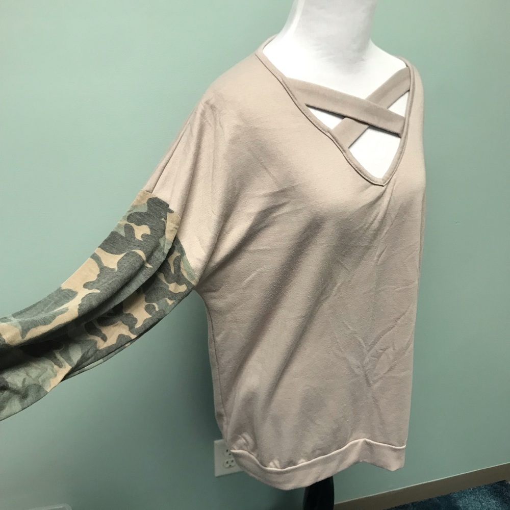 Camo print long sleeve plus